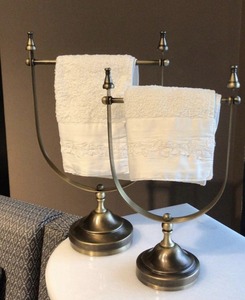 Traditional Iron <b>Towel</b> <b>Rack</b> <b>Standing</b> Rectangle Shape Durable Metal Bathroom Storage Holder 33x15x85cm Single Tier - Product Image 5