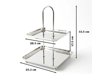 Support à gâteau rectangulaire en acier inoxydable à 2 ou 3 niveaux, finition miroir de luxe, plateau de présentation de desserts pour les fournitures de restauration hôtelière - Product Image 5