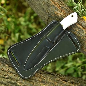 มีดทำมือสำหรับล่าสัตว์ ใบมีดตรง สแตนเลส ด้ามจับสีขาว ด้ามยาวเต็ม 9 นิ้ว พร้อมปลอกหนัง อุปกรณ์เอาตัวรอดสำหรับตั้งแคมป์กลางแจ้ง - Product Image 3