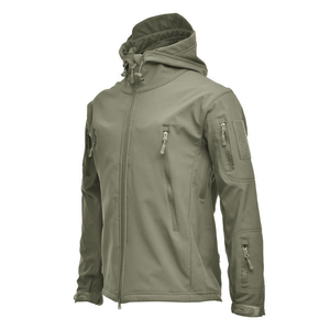 Mens Zipper Softshell Windbreaker Tactical Waterproof Jacket Plus Size Hooded Coat <b>Camouflage</b> Bomber Fleece Outdoor Jacket - Product Image 2