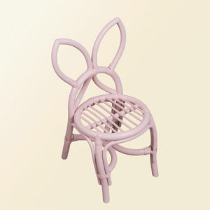 Silla infantil con orejas de conejo rosa, silla de estudio de ratán tejido, disponible en varios colores, hermosa silla. - Product Image 4