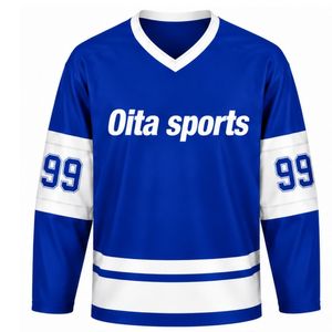 Maillot de hockey sur glace bleu royal pour hommes, manches longues, polyester, tenue de match athlétique, uniforme de sport d'équipe - Product Image 1
