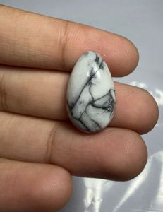 Cabochon de Jaspe Pinolithe Naturel, Pierre Précieuse en Cristal pour Création de Bijoux, Fourniture de Pierres de Guérison, Blanc et Noir - Product Image 5