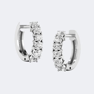 Pendientes de aro tipo huggie con diamantes de corte redondo de 2.00 quilates y engaste de puntas compartidas - Product Image 2