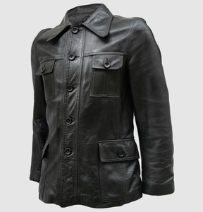 Classic Trucker Leather Winter <b>Jacket</b> Men Genuine <b>Sheepskin</b> Shirt Collar Casual Lightweight Smooth Winter <b>Jacket</b> - Product Image 4
