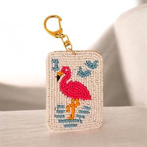 Porte-clés de créateur en perles de rocaille, breloque de sac brodée colorée, porte-clés perlé fait main élégant, décoration de sac à main raffinée - Product Image 6