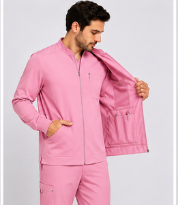 Blouse de travail médicale pour homme, entièrement zippée, manches longues, coupe flexible, tissu premium, pour médecins et infirmiers - Product Image 5