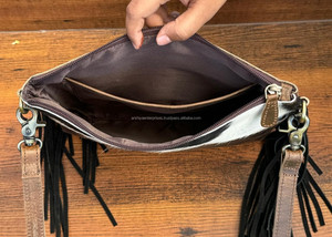 2025, venta al por mayor, bolsos cruzados con flecos de cuero de vaca a la moda de alta calidad para mujer, bolsos con flecos, bolso de hombro de cuero genuino - Product Image 6