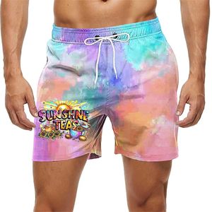 Pantalones cortos de verano para hombre con estampado de palmeras, cintura elástica con cordón, estilo tropical, casual, coloridos, blancos, camiseta de verano para hombre - Product Image 1