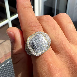 Luxury Iced Out 925 Sterling <b>Silver</b> Square Baguette Cut VVS Moissanite Diamond Hip Hop Rhodium Plated <b>Statement</b> <b>Ring</b> For Unisex - Product Image 2