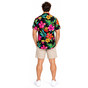 Chemise de plage pour homme à sublimation, séchage rapide, respirante, protection UV, style hawaïen tropical, vacances d'été, col rabattu à boutons corne - Product Image 5
