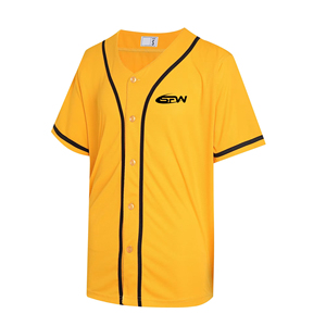 Camiseta de Béisbol Amarilla de Manga Corta con Cuello en V y Botones, Unisex, Absorbente de Humedad, Ropa Deportiva de Poliéster, Talla Adulto S - Product Image 1