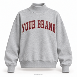เสื้อสเวตเชิ้ตคอเต่าทรงโอเวอร์ไซส์สีเทาเฮเธอร์สำหรับผู้หญิง แต่งลายปักขอบโลโก้แบบเรียบ มี 32 สี ไซส์ XS-3XL - Product Image 1