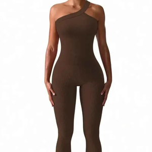 Combinaison Courte de Sport Sans Manches Col V pour Femme – Respirante, Extensible dans les Quatre Sens (Spandex/Nylon), avec Fermeture Éclair – Idéale pour l'Entraînement et le Yoga - Product Image 1