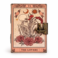 NOUVEAU CARNET GOTHIQUE EN CUIR VINTAGE NEW ERA – LIVRE DE SORTILÈGES, CAHIER DE TAROT IMPRIMÉ UV, GRIMOIRE, CAHIER À RELIURE COUSSINÉE, 100 FEUILLES – CADEAU D'Halloween