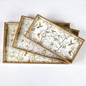 Bandejas Rectangulares Brillantes para Servir al por Mayor, Platos Decorativos de Lujo con Estampado de Colibríes y Botánicos para Uso Doméstico y Pedidos al por Mayor - Product Image 6