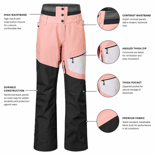 Pantalones de Snowboard Impermeables y Transpirables para Mujer, Pantalones de Esquí Térmicos y Resistentes al Viento, Cintura Alta, Ropa Deportiva de Invierno para Exteriores - Product Image 6