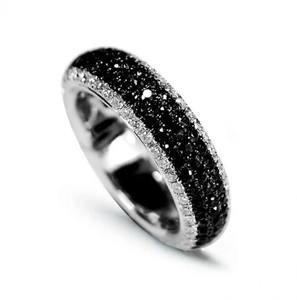 Bague de mariage, bague de fiançailles demi-éternité, bague en diamant noir 2 carats, or blanc 14 carats, cadeau pour maman - Product Image 2