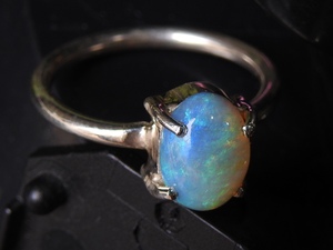 Solid Australian <b>Opal</b> Classic <b>Ring</b>-Multi Fire 925 Sterling Silver Prong Setting-Third-Party Certified October Birthstone 6.5US - Product Image 4