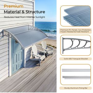 Tenda da Sole Grigia 38x40 Pollici per Porta d'Ingresso e Finestra, Protezione UV da Pioggia e Neve per Veranda, Patio, Terrazza - Product Image 6