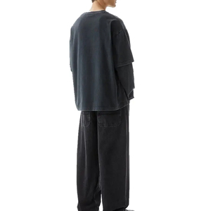 Meilleures ventes : T-shirts pour hommes à double manches, effet délavé, fabrication professionnelle sur mesure, en coton respirant et tendance, pour l'été - Product Image 4