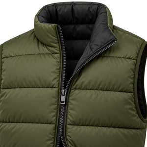 Chaleco Acolchado para Hombre, Color Verde Oliva, Ecológico, de Secado Rápido, Transpirable, con Cuello Alto, Resistente al Viento, Sin Mangas, Ropa de Invierno - Product Image 4