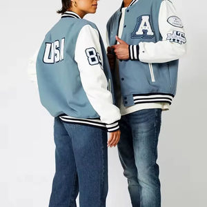 Chaqueta Varsity de Invierno Personalizada OEM con Cuello, Puños y Dobladillo Acanalados para un Ajuste Ceñido, Chaquetas Bordadas Personalizadas para Hombre - Product Image 4