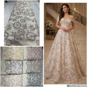 Fournisseur en gros de tissus en soie brodés de perles, fabricant de tissus en soie brodés de perles en Inde, tissu en soie brodé avec des perles - Product Image 3