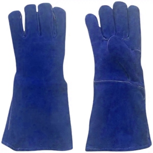 Gants en cuir de vachette marron fendu avec protection anti-chaleur et réfléchissante en latex pour le soudage par étincelage et les travaux industriels de barbecue - Product Image 6