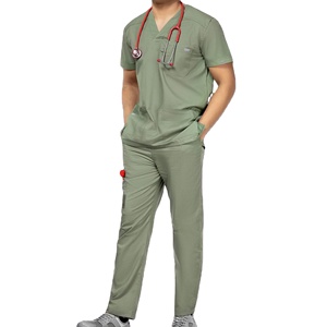 Medical Uniforms Beauty Salon Scrubs Eco-Friendly Spandex/Polyester Customized Color Logo Men's <b>Doctor</b> Nurse Scrub <b>Sets</b> 2026 HI - Product Image 1