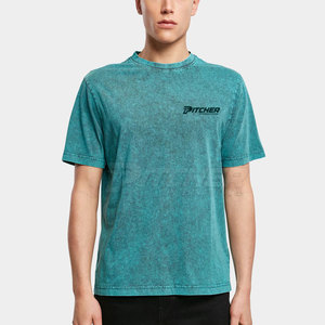 Camiseta con efecto lavado ácido para hombre, material de algodón suave, estilo casual y moderno para uso diario. - Product Image 4