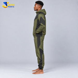 ABEER SPORTS Chándal Cortavientos para Hombre con Capucha, Diseño Deportivo con Bloques de Color, Bolsillos Laterales, Poliéster, Ropa de Otoño - Product Image 2