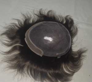 Prothèse capillaire en cheveux naturels pour tous types de peau, longueur moyenne, densité 130%, sans colle, bonnet en dentelle suisse, noir naturel, cheveux indiens Remy, brun clair - Product Image 3