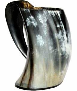 Mug à boire en corne naturelle polie de qualité supérieure, écologique, fait main, style rustique animalier, étanche, motif grainé unique - Product Image 1