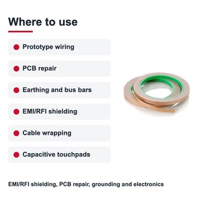 TECHINSTRO เทปทองแดงนำไฟฟ้า 12 มม. x 15 ม. พร้อมกาวนำไฟฟ้าสำหรับป้องกัน EMI ซ่อมแซม PCB สายดิน CFT-0012 - Product Image 2