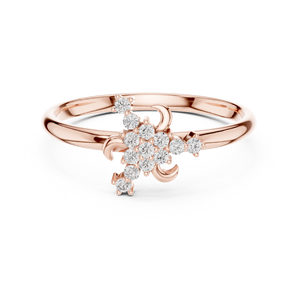 Anillo Asimétrico con Diamantes de Corte Redondo Minimalista para Mujer, Anillo de Oro Sólido de 14k para Regalo, Compromiso, Aniversario, Boda - Product Image 5