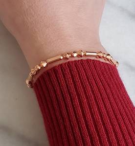 Belladec Elegant <b>Copper</b> Beaded Stretch <b>Bangle</b> Handmade Geometric Bead Minimalist Fashion Jewelry Gift Women's Classic Red <b>Copper</b> - Product Image 1