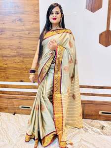 Fabulous Lichi Cotton Silk Viscose Rayon Casual <b>Saree</b> <b>Blouse</b> Piece Indian Women Party Wedding Wear Multi Color Low Price 73513 - Product Image 1