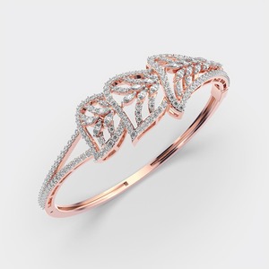 IGI Certified Marquise & Round Leaf Cluster Designer Diamond Bracelet in 14K Yellow / White / Rose Gold - Product Image 3