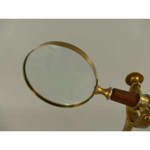 Loupe nautique à bord doré avec manche en bois, loupe antique nautique avec support, décoration de table de bureau - Product Image 6