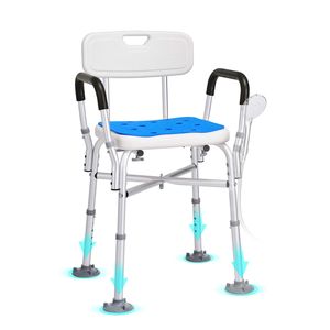 Lightweight Shower <b>Chair</b> with <b>Padded</b> Arms and Back Adjustable Height Bath Bench Reinforced CrossBar Shower Stool Elde - Product Image 1