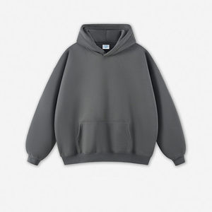 เสื้อฮู้ดโอเวอร์ไซส์ผู้ชาย ผ้าฟลีซสีดำล้วน สไตล์ลำลอง ผ้าฝ้าย มีกระเป๋า ดีไซน์สำหรับใส่ในฤดูใบไม้ร่วง - Product Image 4