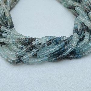 Cuentas de Rondelle de Aguamarina de musgo Natural, hilo de joyería con cuentas facetadas de Aguamarina verde azul de alta calidad, precio de fábrica al por mayor - Product Image 1