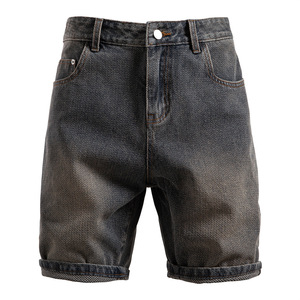 Shorts en jean pour hommes, look premium, coupe slim décontractée, en tissu de coton extensible, plusieurs poches, pour l'été - Product Image 1