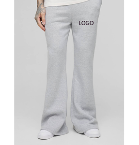 กางเกงทรงบ็อกซี่ฟิตสองชั้นสีเทา แต่งลายปักแบบแอพพลิเคชั่น ระบายอากาศได้ดี เหมาะสำหรับฤดูหนาว เอวกลาง ทรงแบ็กกี้ ขาบาน สไตล์ลำลอง - Product Image 1