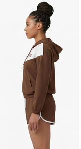 Ensemble short et veste coupe-vent décontracté pour femme, couleur unie, printemps / 100% polyester/nylon, fermeture à cordon, imperméable, coupe-vent - Product Image 4