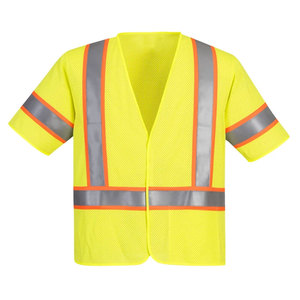 Construction Men's Hi-Viz Yellow Reflective Tape Vest Safety Workwear Security High Visibility Apparel Vest <b>Jacket</b> For <b>Worker</b> - Product Image 2