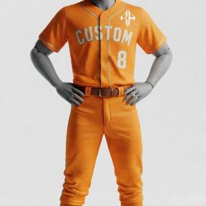 Ensemble uniforme de baseball pour adultes, pour hommes, manches courtes, avec logo blanc, col rond, 100% polyester, coupe régulière, fermeture à boutons - Product Image 1