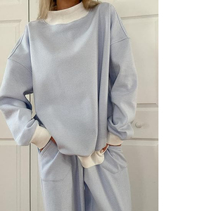 <b>Women</b> Winter Mock <b>Neck</b> <b>Turtle</b> Hoodie Fleece Oversized Cotton Plain Front Logo Pullover Sweatshirt - Product Image 3