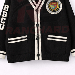Cardigan universitaire personnalisé HBCU |   Pull sans manches en tricot boutonné sur le devant |   Vêtements de rue 100% coton écologiques - Product Image 3
